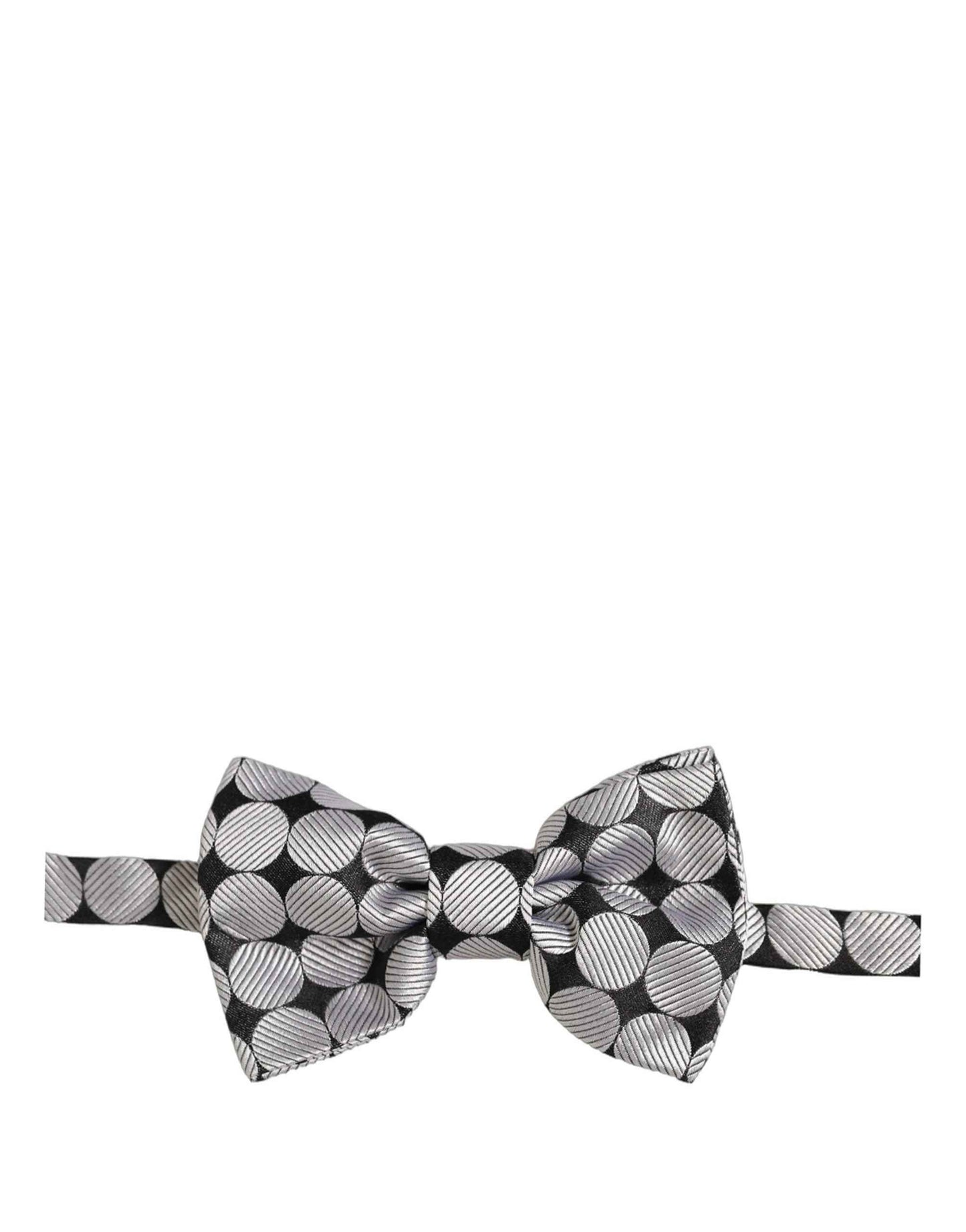 Men Black Silver Circles Adjustable Neck Papillon Bow Tie