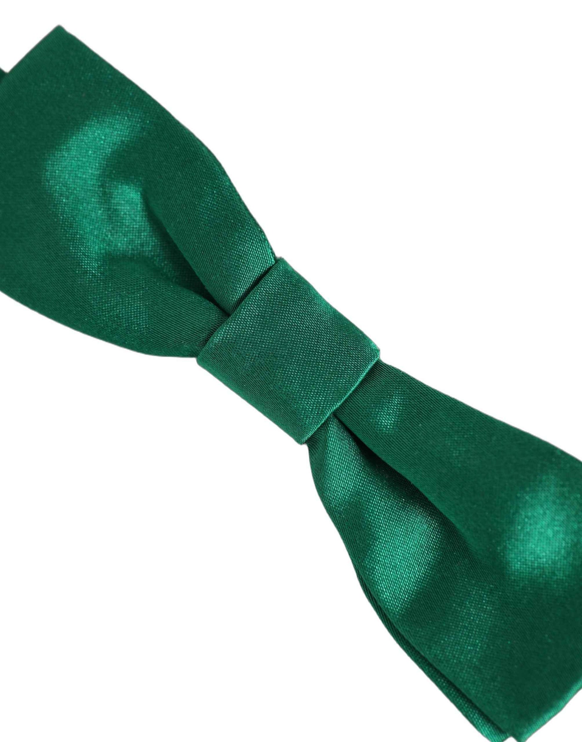 Men Green 100% Silk Adjustable Neck Papillon Bow Tie