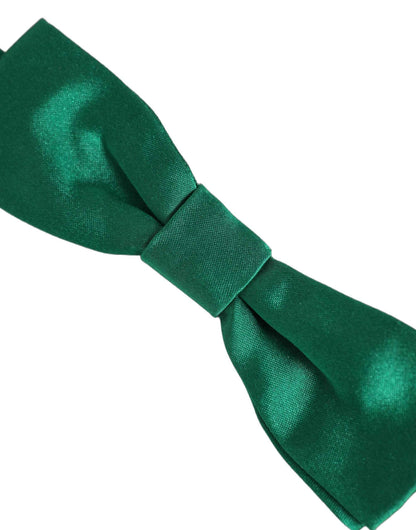 Men Green 100% Silk Adjustable Neck Papillon Bow Tie