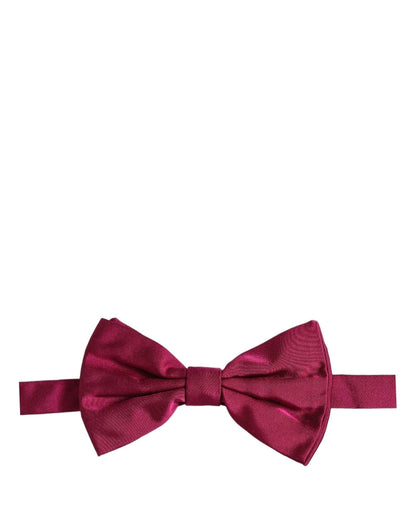 Men Burgundy Silk Adjustable Neck Papillon Bow Tie