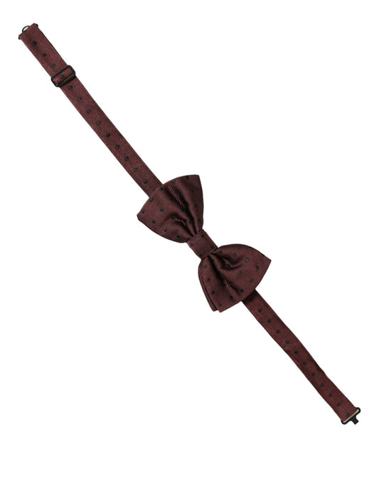 Burgundy Polka Dot Silk Adjustable Neck Papillon Bow Tie