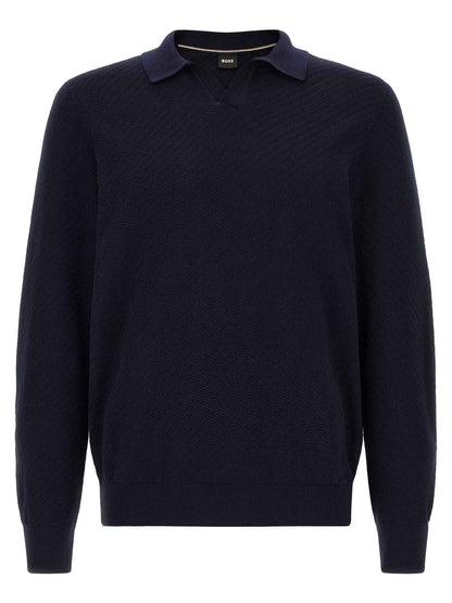 Blue Cotton Polo Shirt