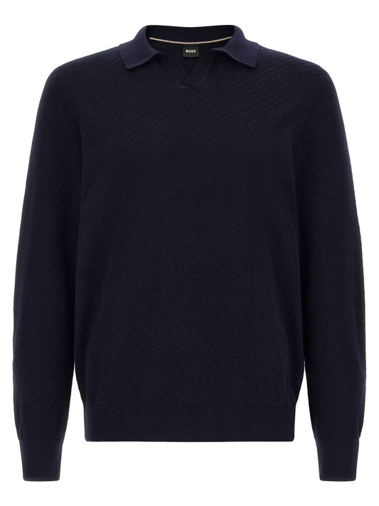 Blue Cotton Polo Shirt