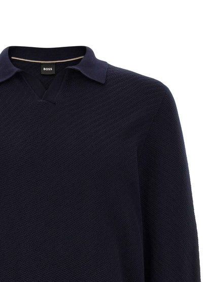 Blue Cotton Polo Shirt