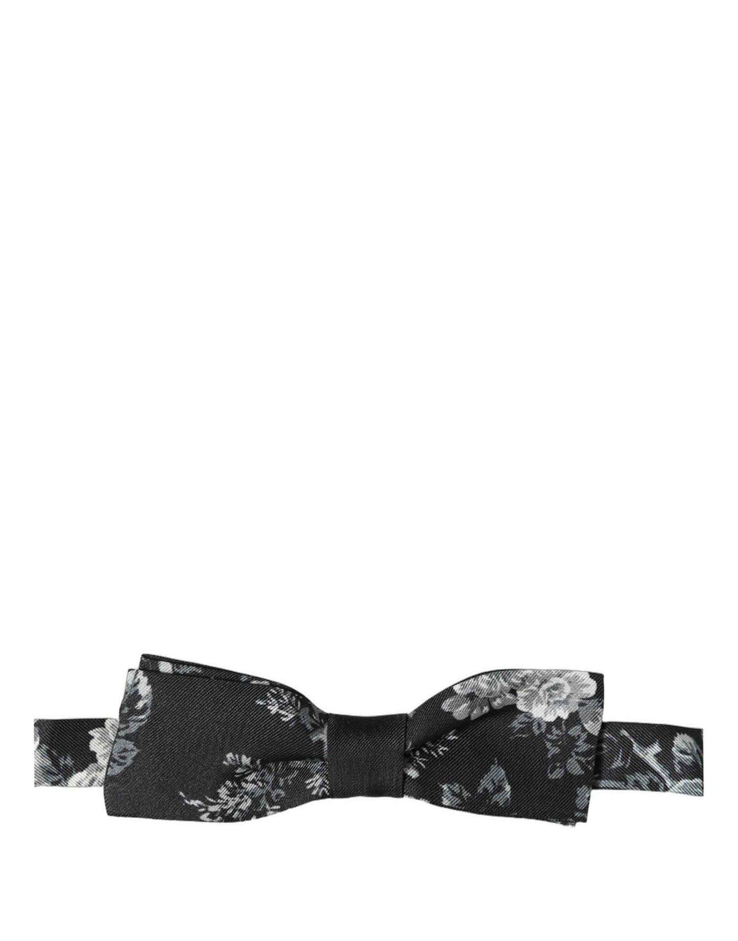 Black Floral Silk Adjustable Neck Men Papillon Bow Tie