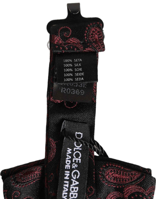 Burgundy Paisley Silk Adjustable Neck Papillon Bow Tie
