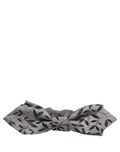 Men Gray Abstract Silk Adjustable Neck Papillon Bow Tie