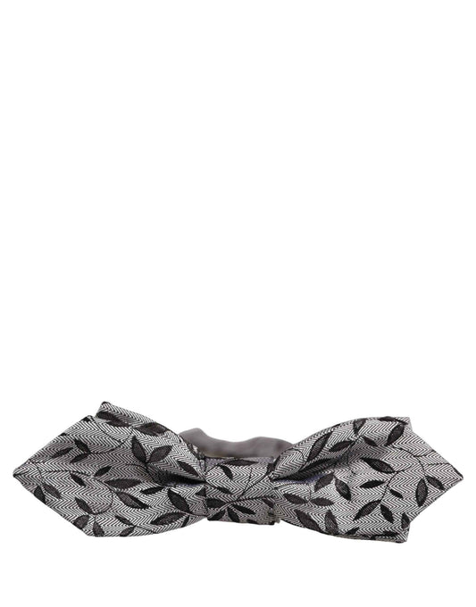 Men Gray Abstract Silk Adjustable Neck Papillon Bow Tie