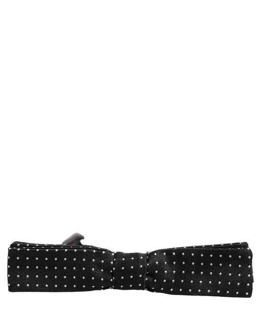 Black White Polka Dot Adjustable Neck Papillon Bow Tie
