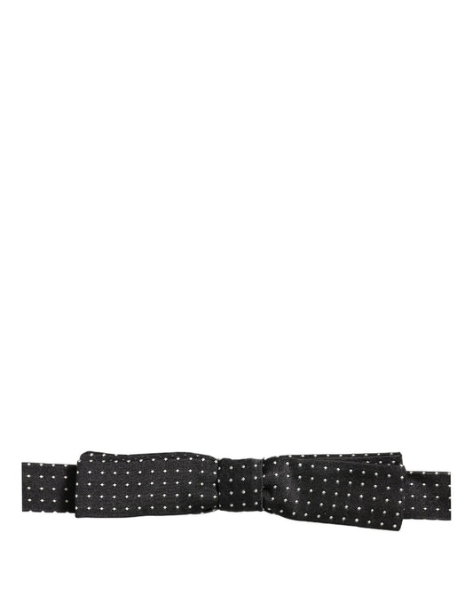 Black White Polka Dot Adjustable Neck Papillon Bow Tie