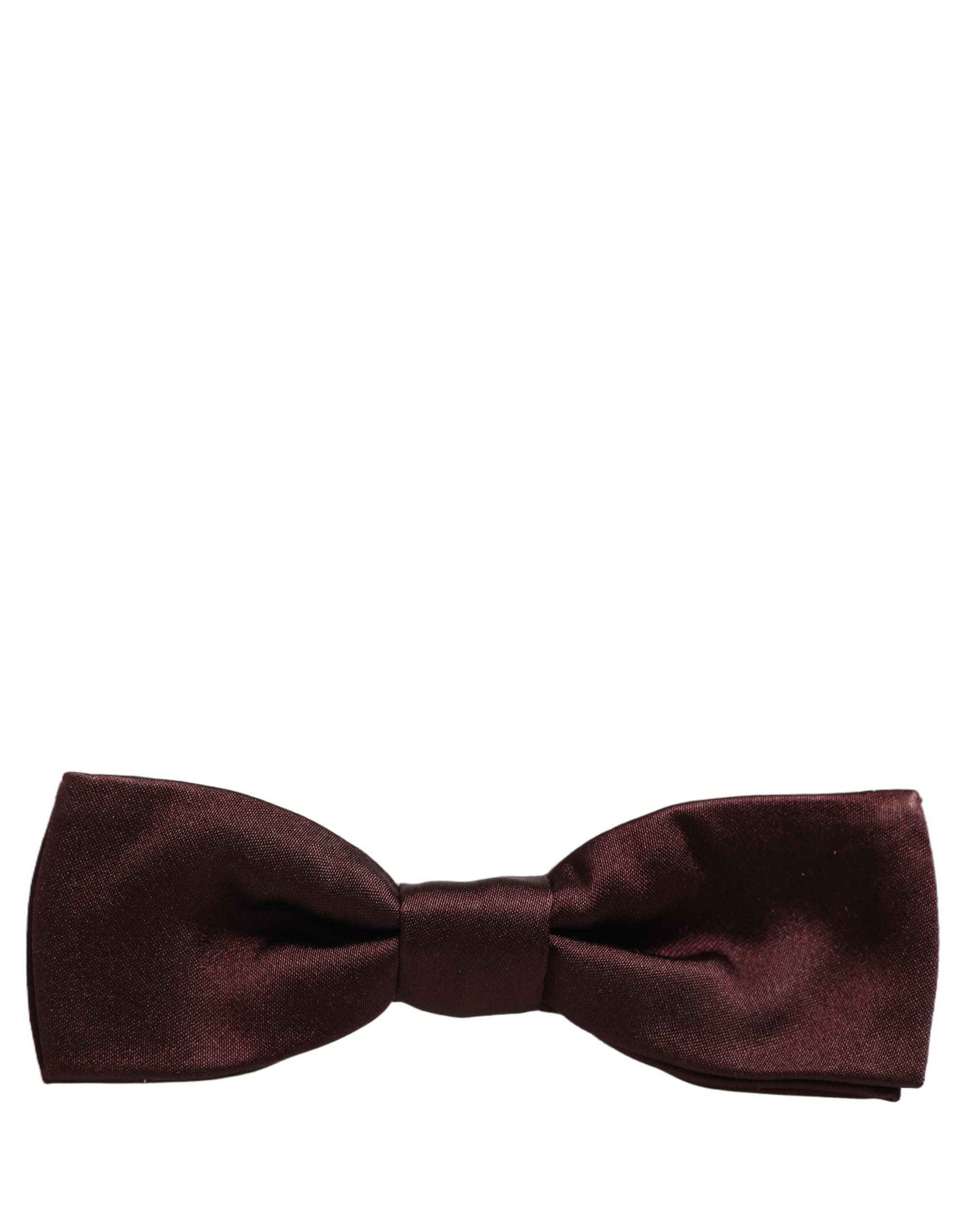 Men Brown 100% Silk Adjustable Neck Papillon Bow Tie