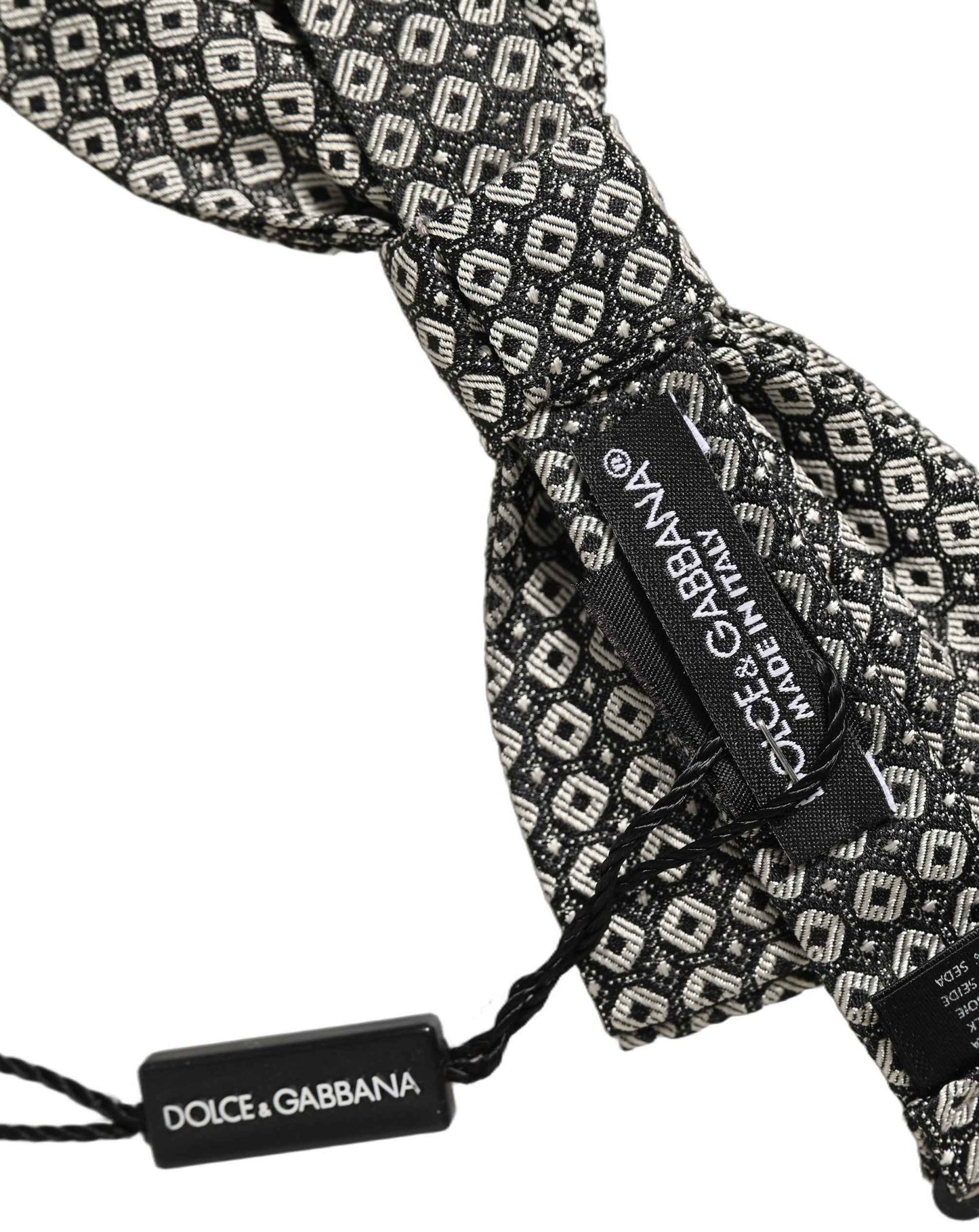 Men Gray Silk Patterned Adjustable Neck Papillon Bow Tie