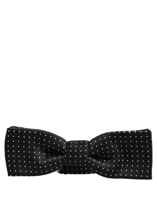 Black White Polka Dot Adjustable Neck Papillon Bow Tie