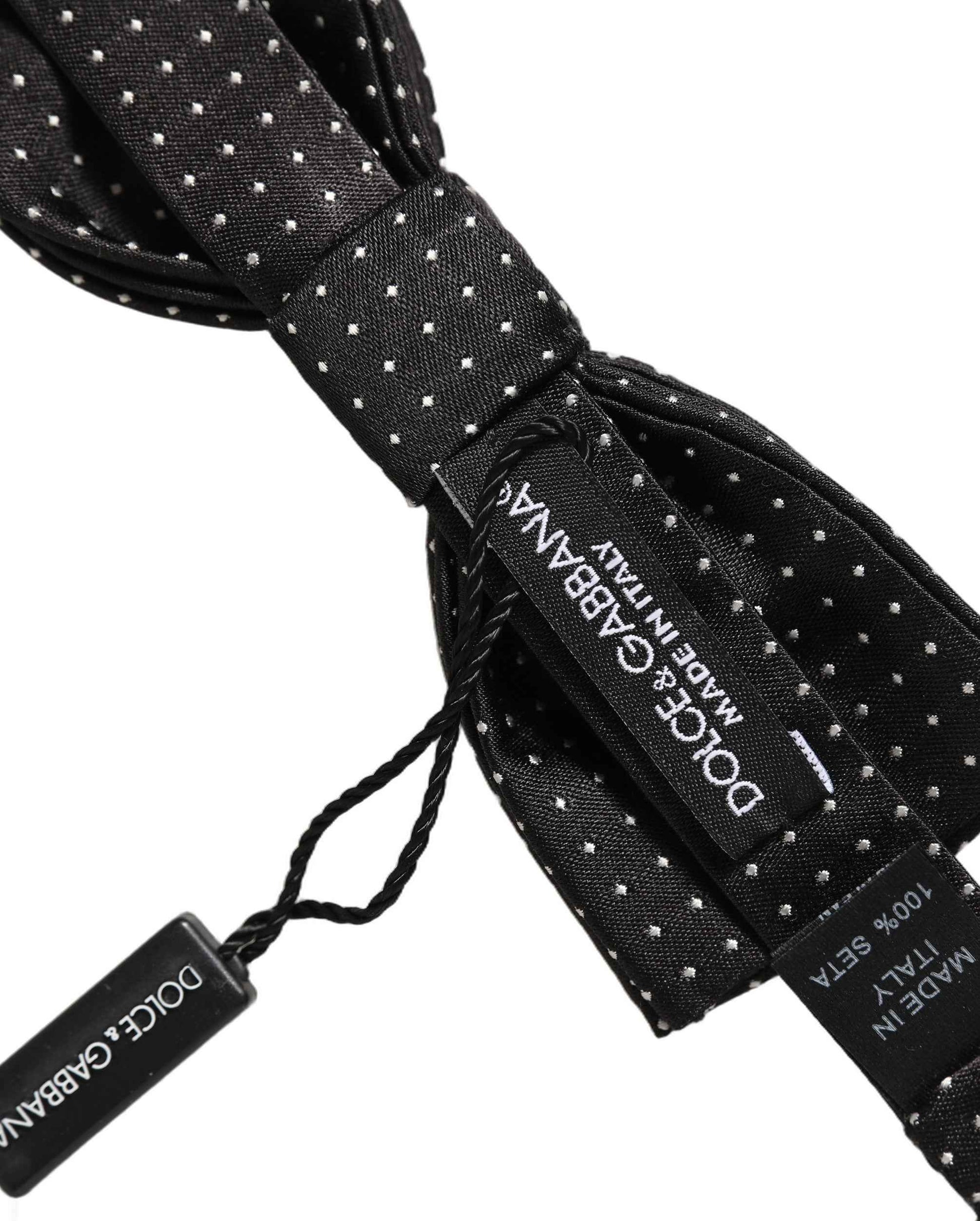 Black White Polka Dot Adjustable Neck Papillon Bow Tie