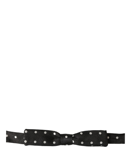 Black White Polka Dot Adjustable Neck Papillon Bow Tie