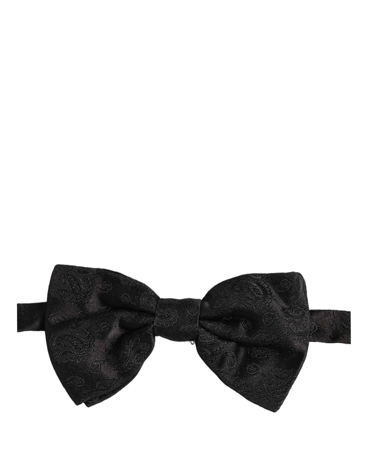 Men Black Paisley Silk Adjustable Neck Papillon Bow Tie