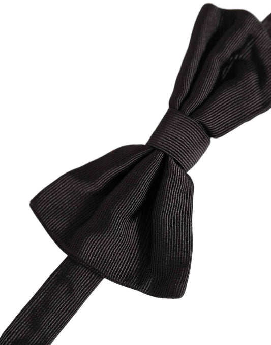 Men Black 100% Silk Adjustable Neck Papillon Bow Tie