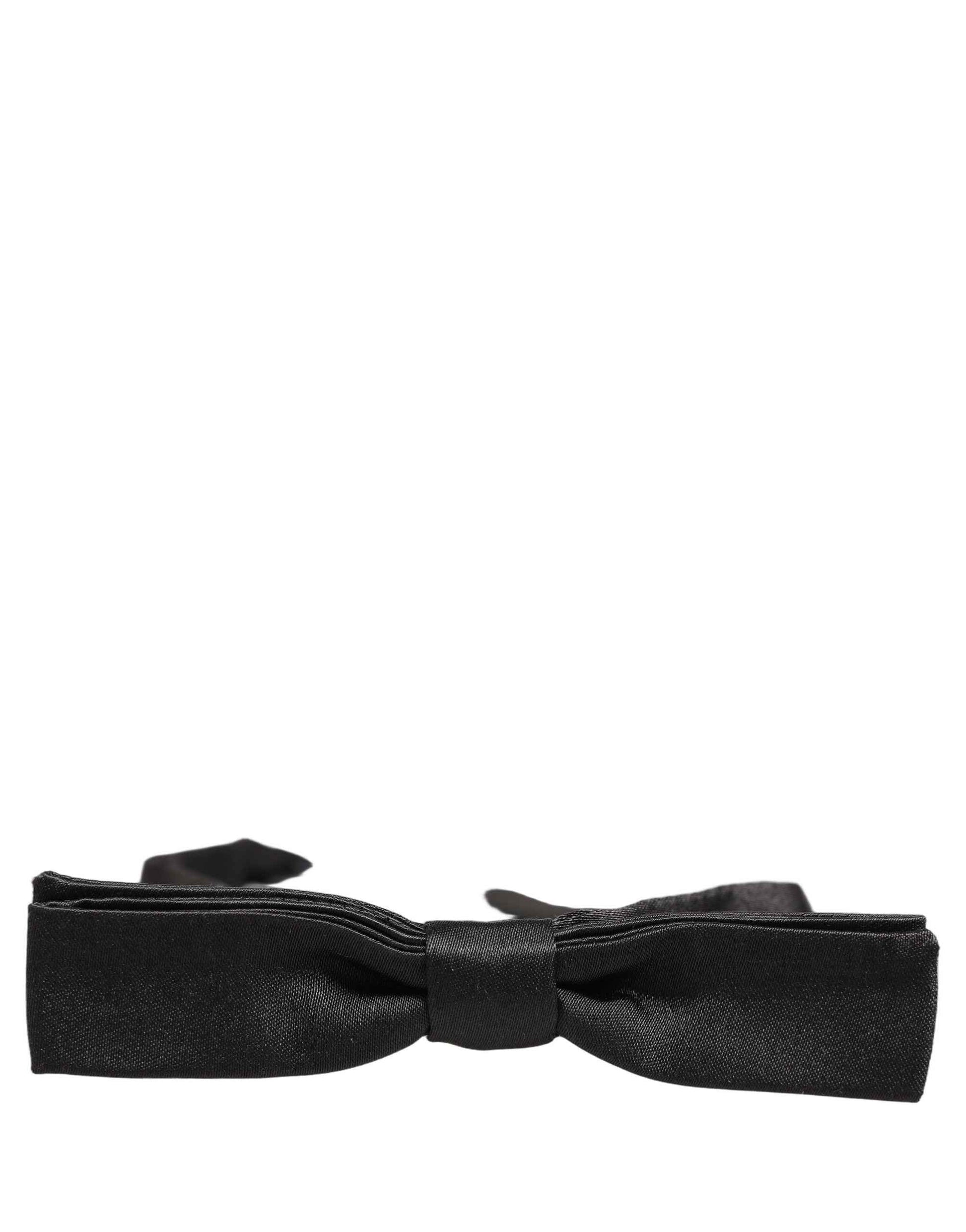 Men Black 100% Silk Adjustable Neck Papillon Bow Tie