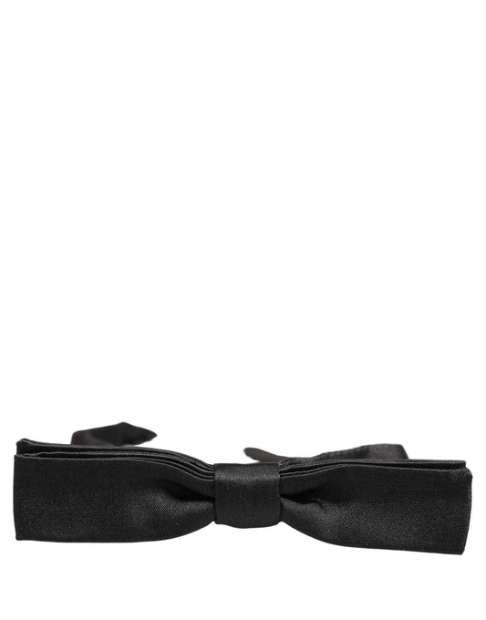 Men Black 100% Silk Adjustable Neck Papillon Bow Tie