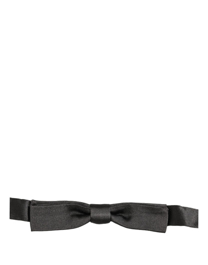 Men Black 100% Silk Adjustable Neck Papillon Bow Tie