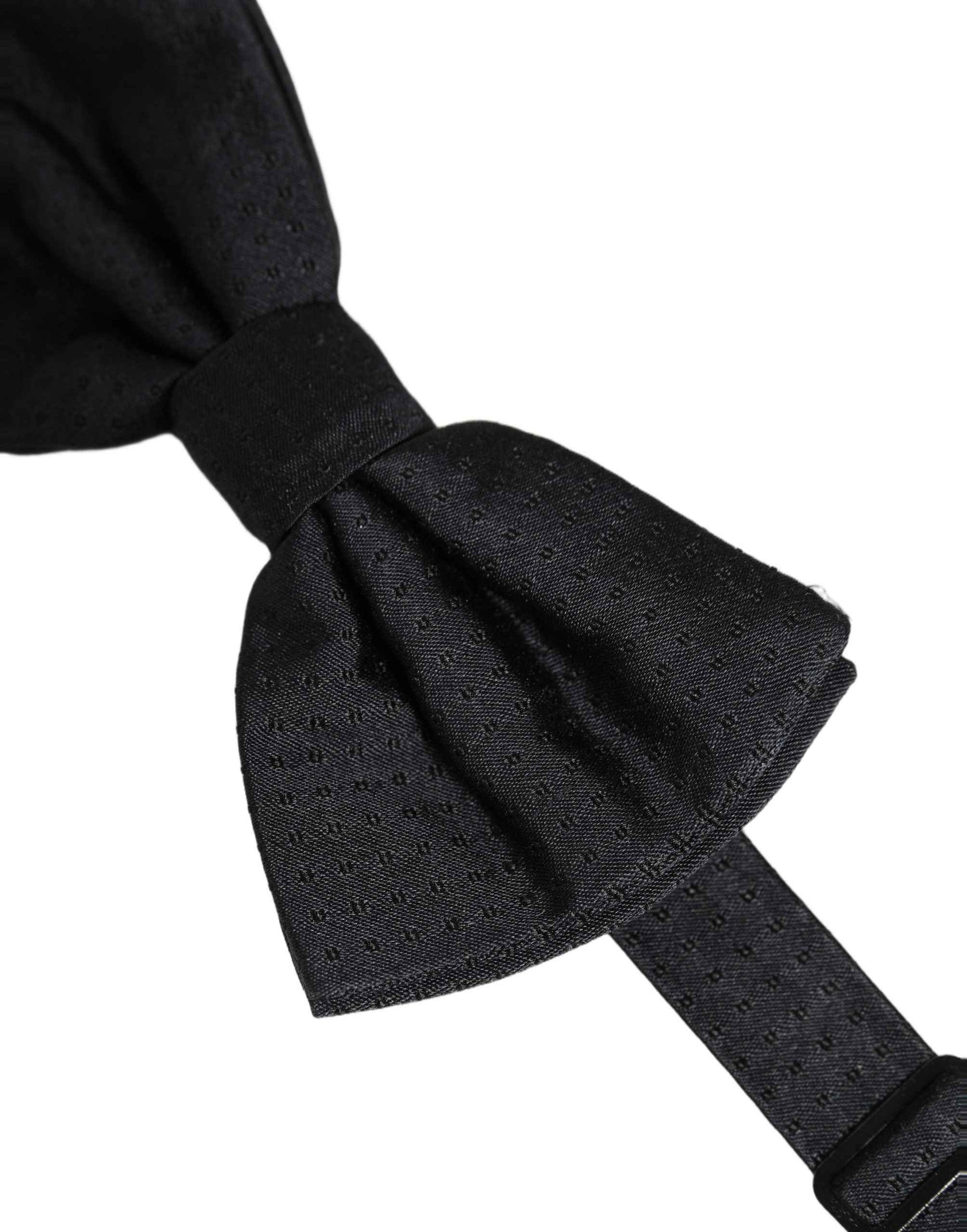 Men Black 100% Silk Adjustable Neck Papillon Bow Tie