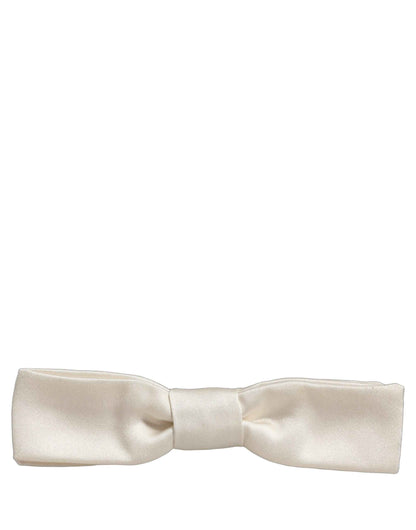 Men White 100% Silk Adjustable Neck Papillon Bow Tie