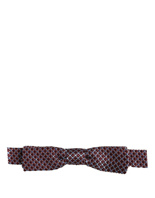 Blue Burgundy Woven Adjustable Neck Papillon Bow Tie