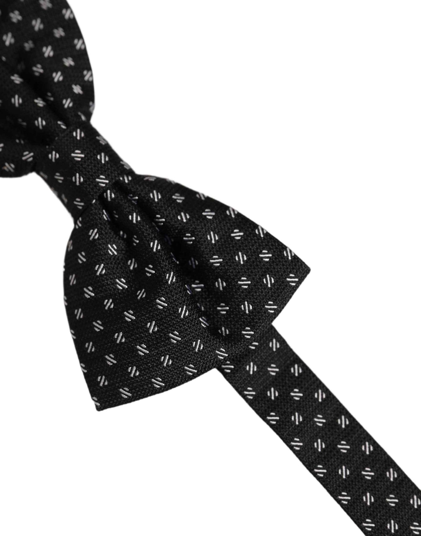 Men Black Patterned Adjustable Neck Papillon Bow Tie