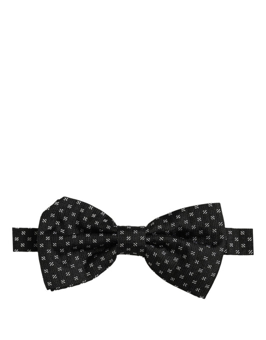 Men Dark Gray Patterned Adjustable Neck Papillon Bow Tie