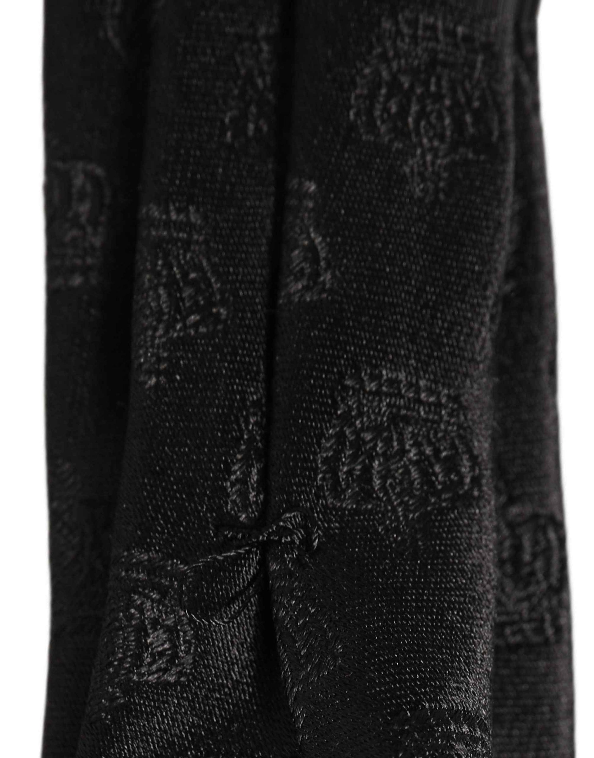 Men Black Crown Print Silk Adjustable Tied Necktie Tie