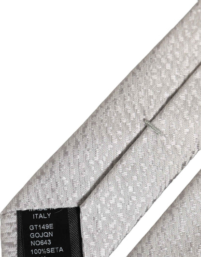 Men Gray 100% Silk Textured Adjustable Tied Necktie Tie