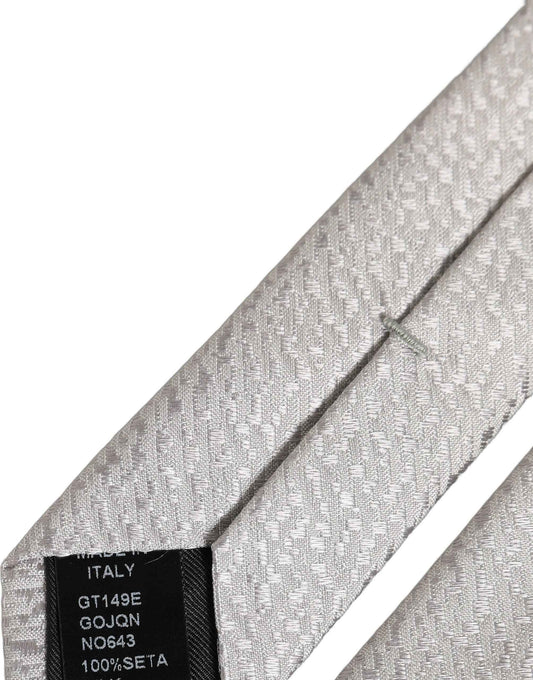 Men Gray 100% Silk Textured Adjustable Tied Necktie Tie