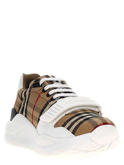 Beige Cotton Athletic Sneakers