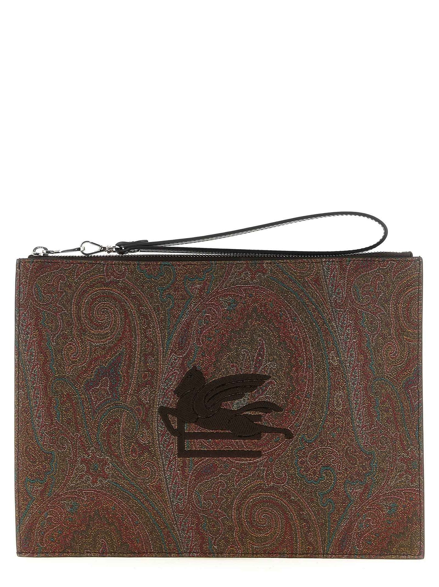 Brown Cotton Clutch Bag