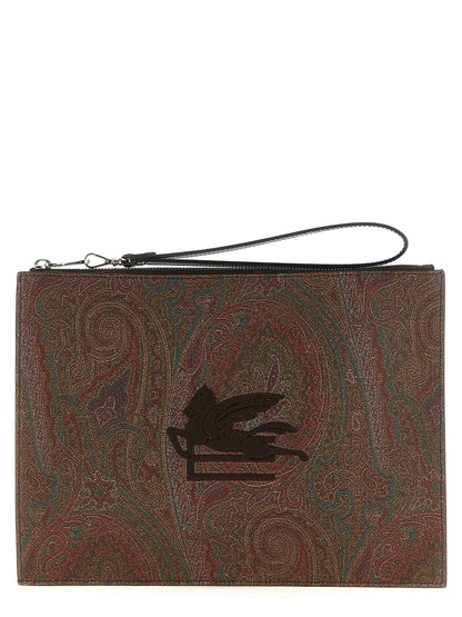 Brown Cotton Clutch Bag