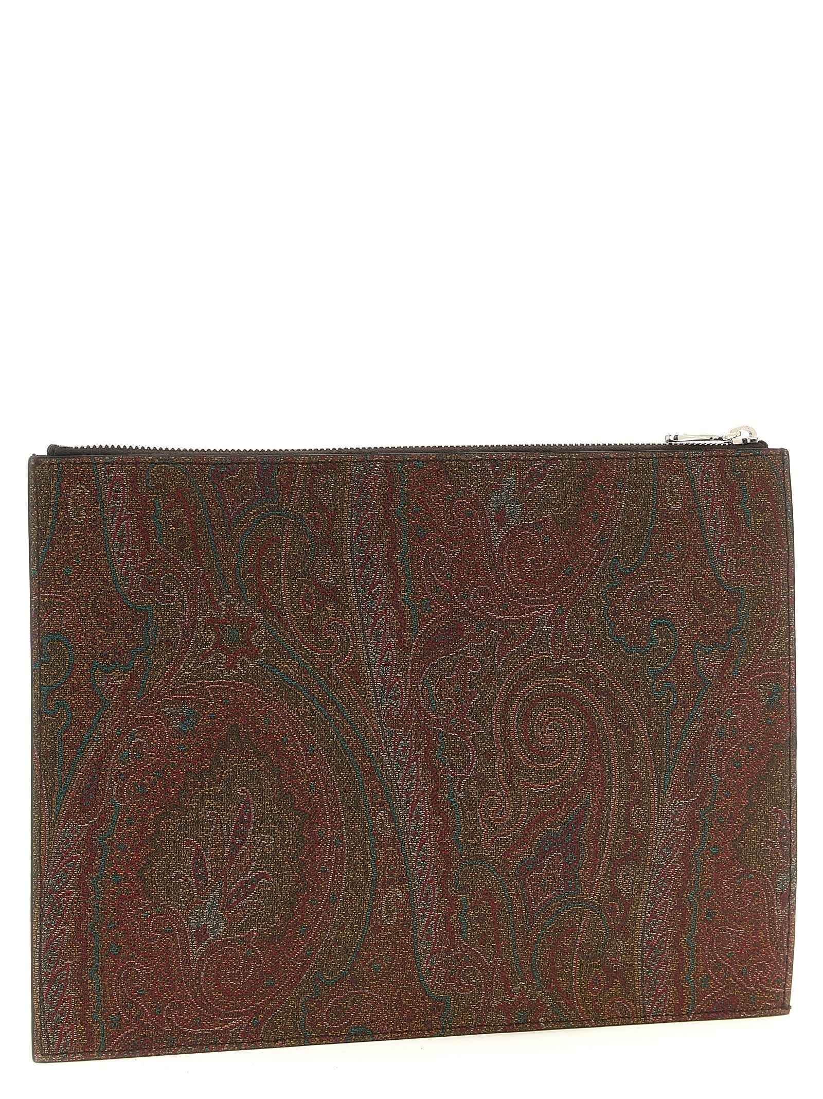 Brown Cotton Clutch Bag