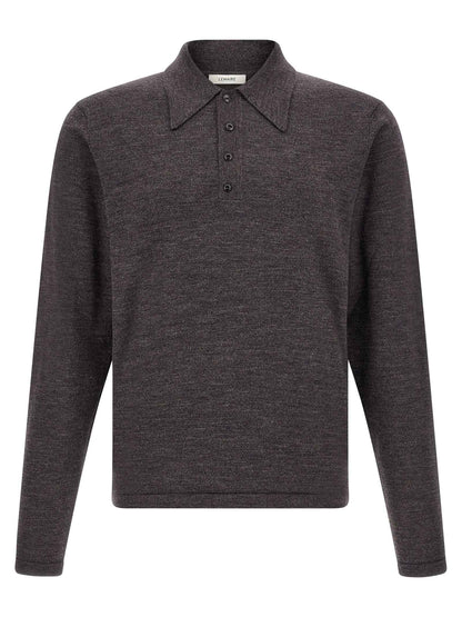 Brown Wool Polo Shirt