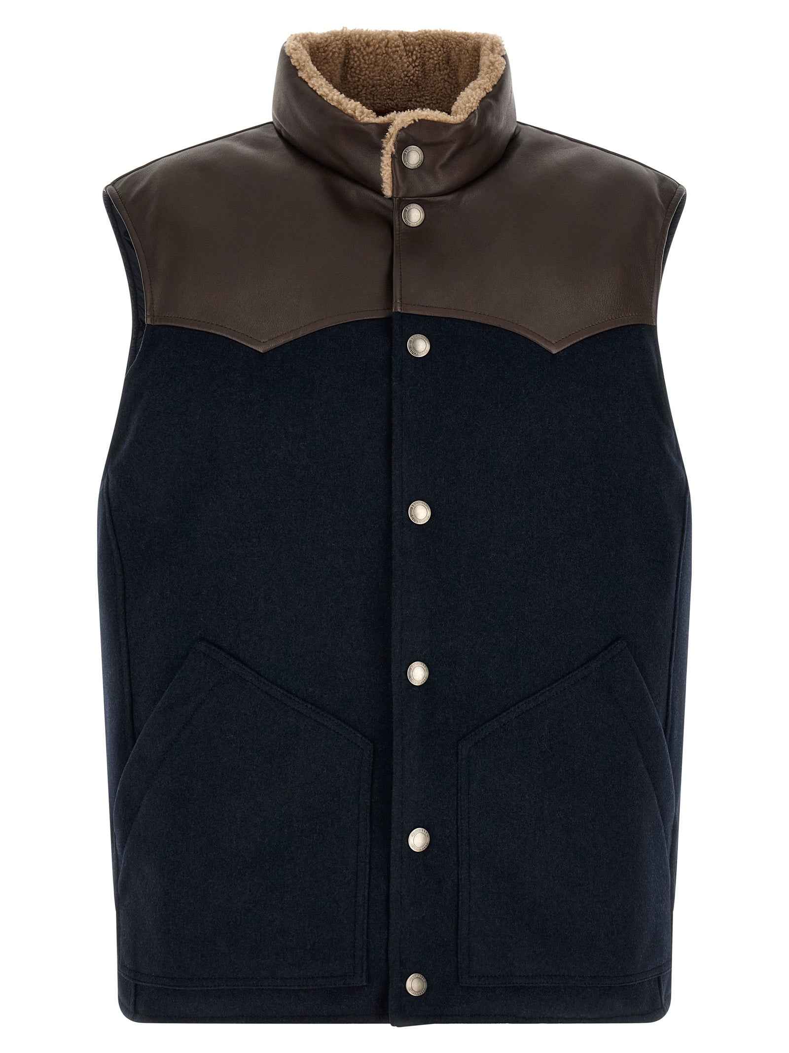 Blue Wool Sleeveless Jacket