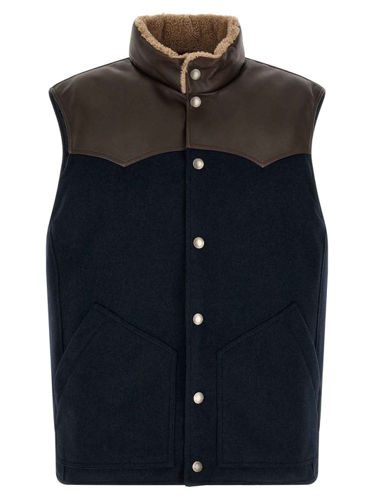 Blue Wool Sleeveless Jacket