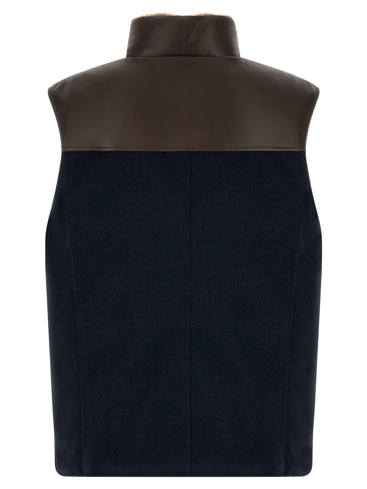 Blue Wool Sleeveless Jacket