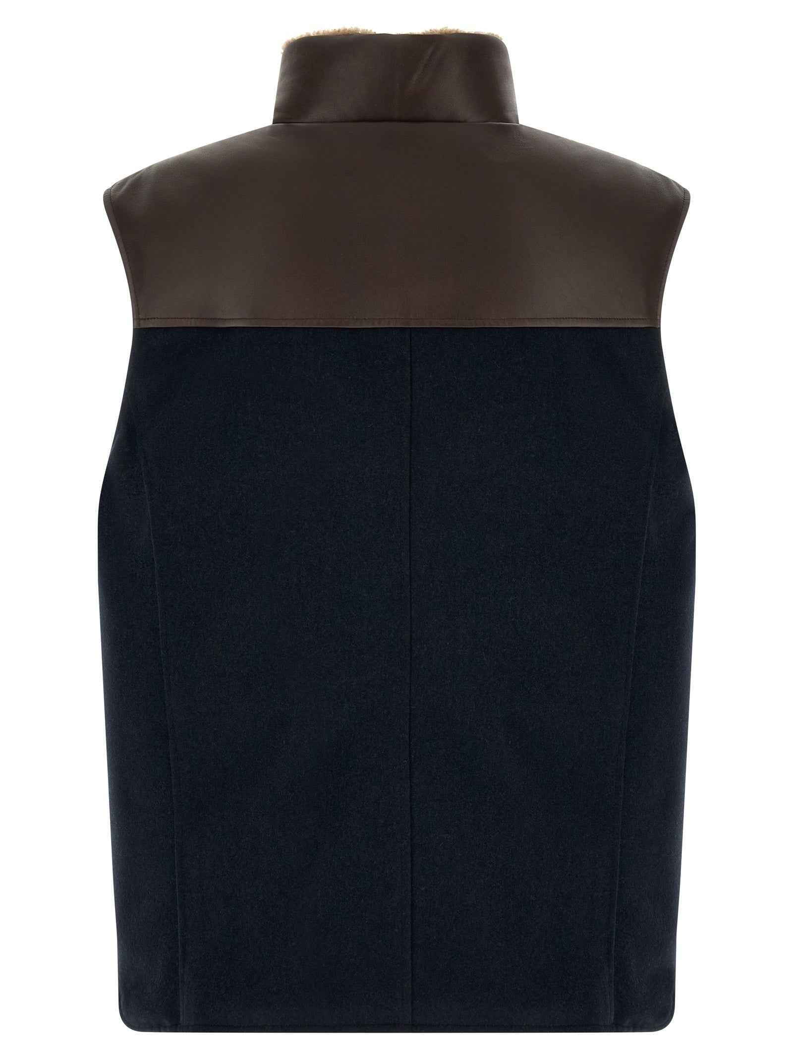 Blue Wool Sleeveless Jacket