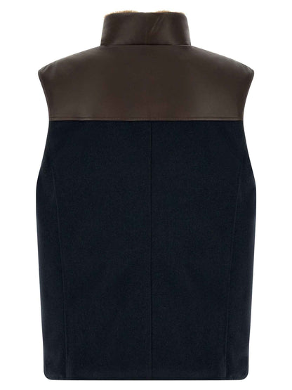 Blue Wool Sleeveless Jacket