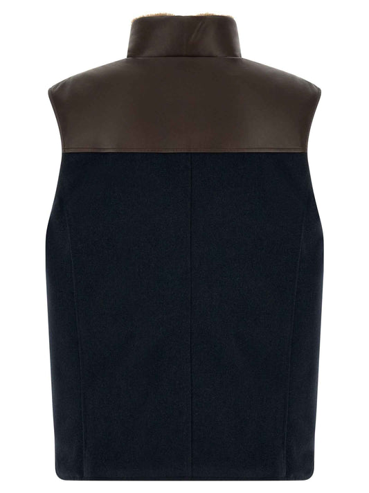 Blue Wool Sleeveless Jacket