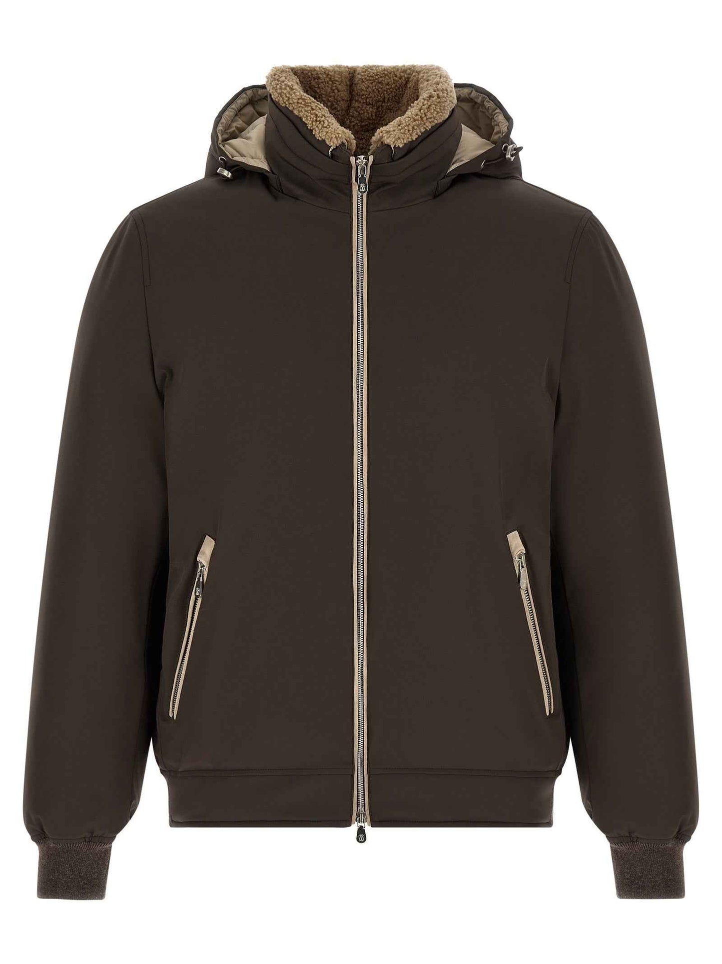 Brown Polyamide Full-Length Jacket