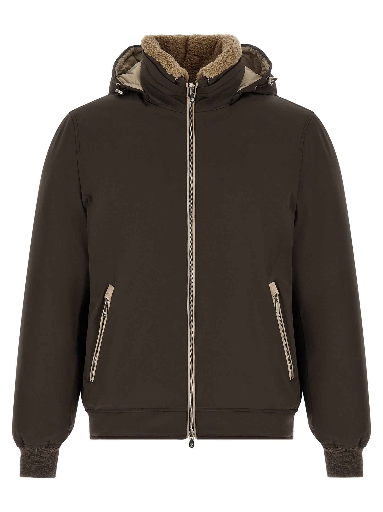 Brown Polyamide Full-Length Jacket
