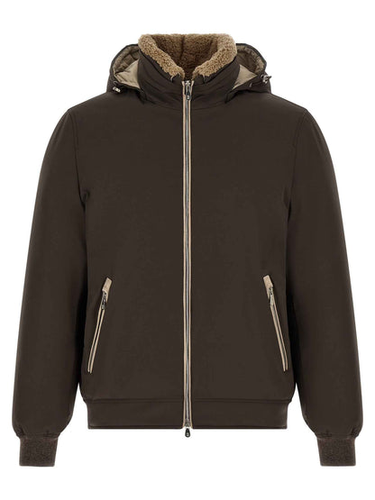 Brown Polyamide Full-Length Jacket