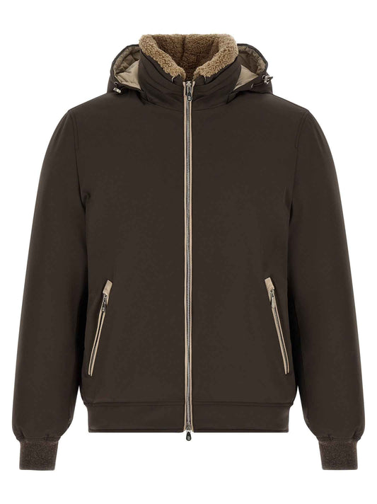 Brown Polyamide Full-Length Jacket