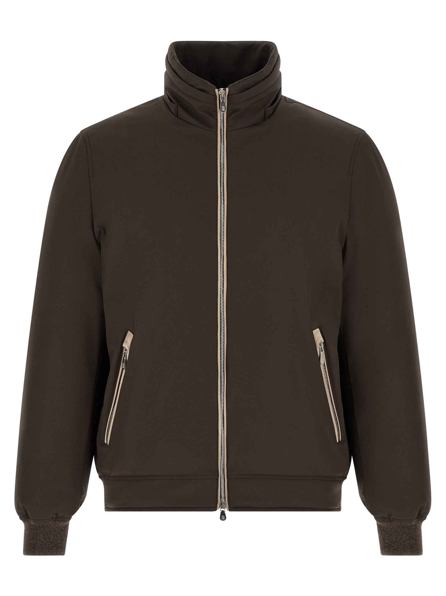 Brown Polyamide Full-Length Jacket