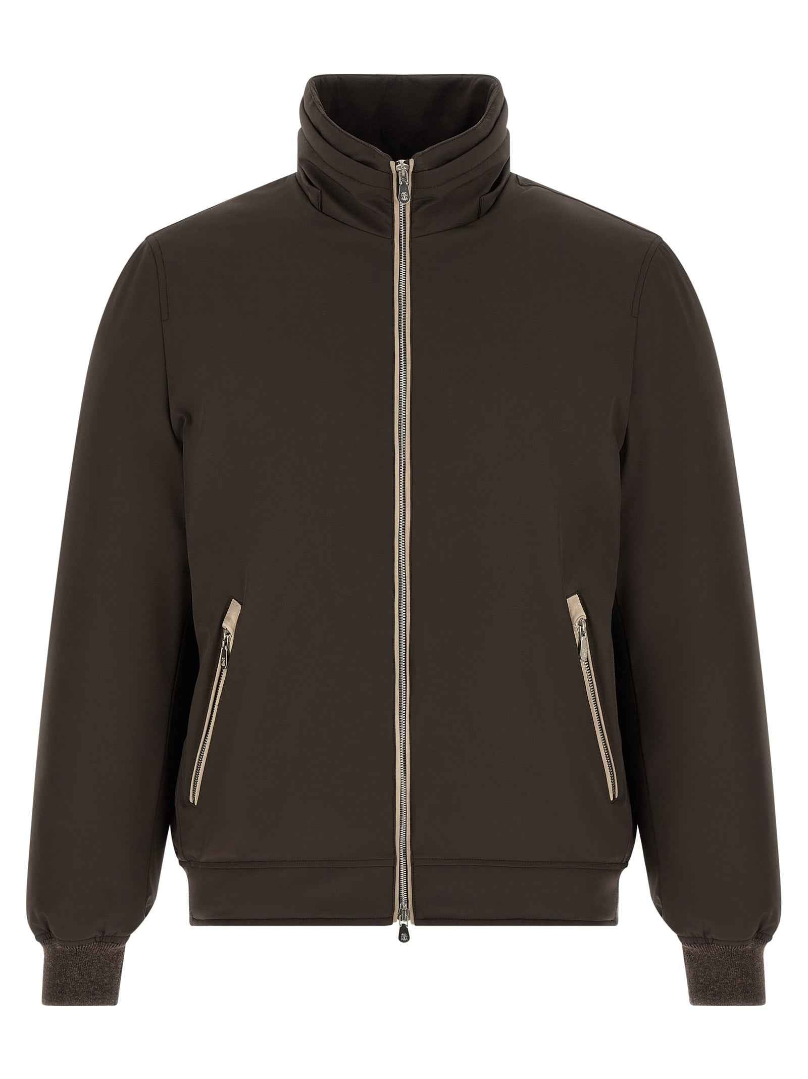 Brown Polyamide Full-Length Jacket