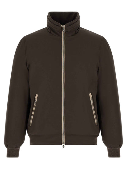 Brown Polyamide Full-Length Jacket